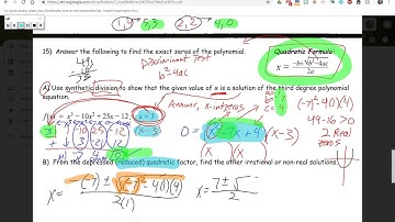 PreCalculus | Unit 3 - Polynomials (Test Review, Part 2 Q15)