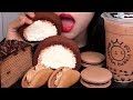 MOST POPULAR FOOD FOR ASMR CHOCOLATE CREPE CAKE, MACARON, BUBBLE TEA 초콜릿 디저트 먹방 MUKBANG EATING