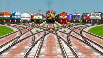 9 Fake Trains Crossing On Cuverd & Branched Railroad Tracks Risky Railroad Tracks | train simulator