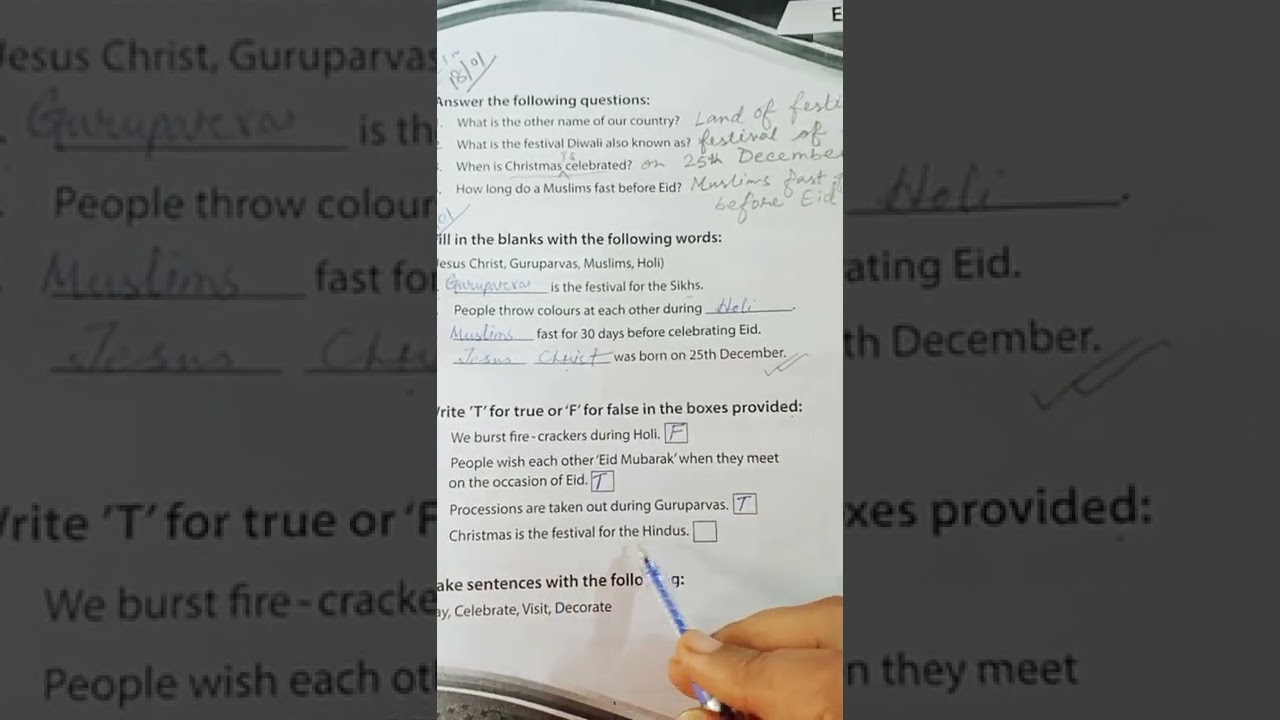 True or False (Festivals)