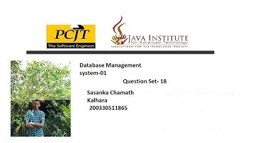 Question Set 18| Database management system| Java Institute