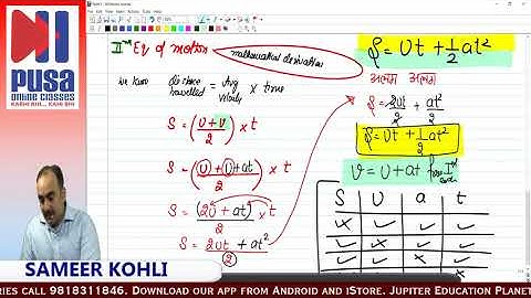 Derivation of 3 Equations of Motion for class 9