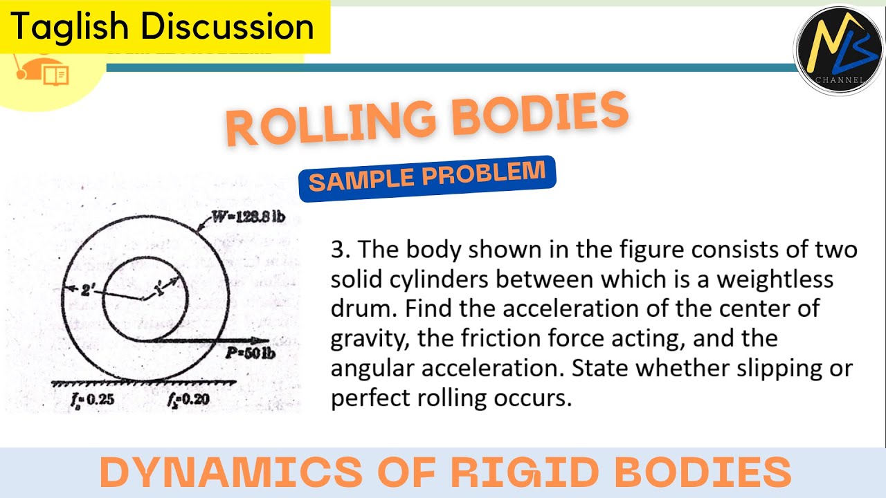 Problem: Rolling Bodies - The body shown in the figure consists of two solid cylinders between wh...