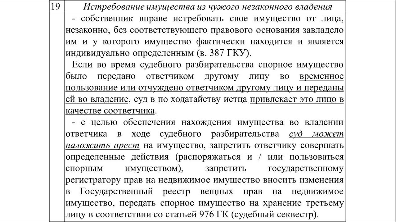 Истребование собственником имущества из чужого незаконного владения