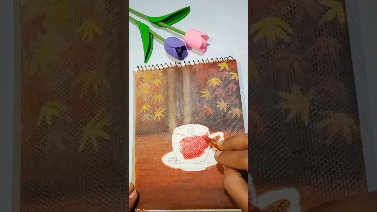 Realistic Coffee Cup painting ideas for beginners🎨 🌸 #drawing #painting #acrylicpainting #coffeecup