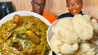 Asmr Mukbang | Cook And Eat With Us Delicious Ogbono Soup And Garri Fufu  screenshot 4