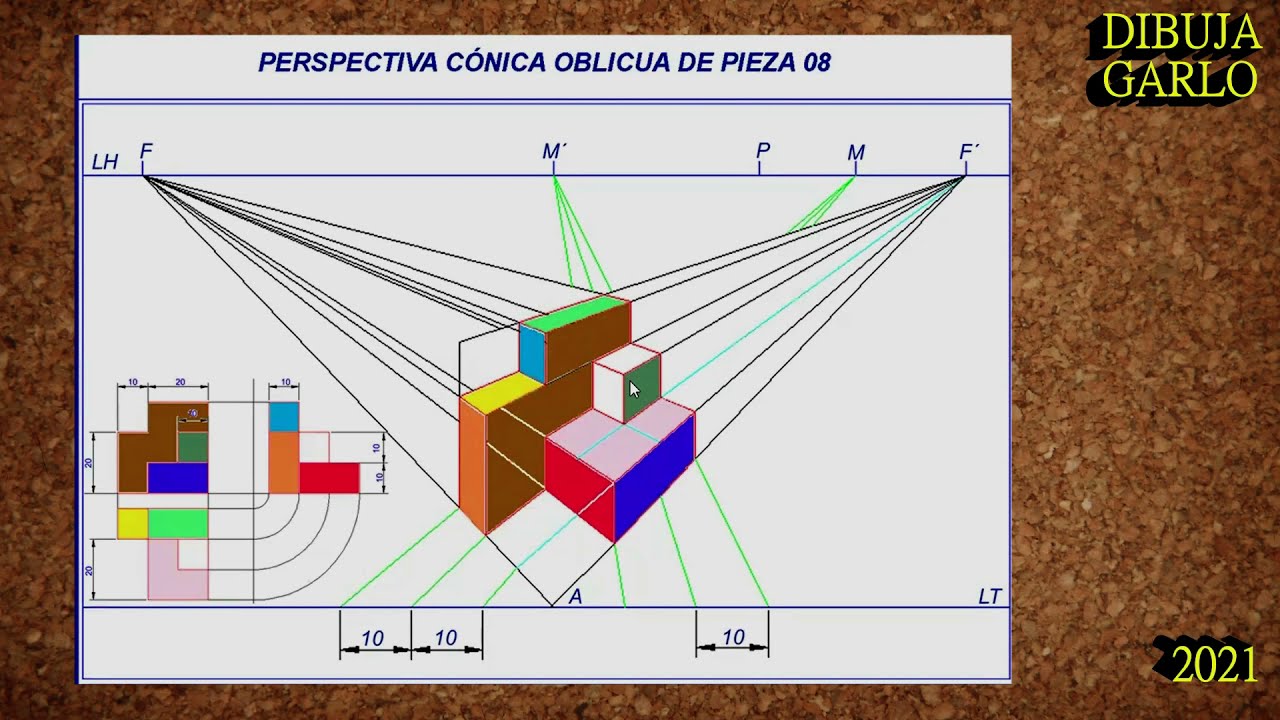 DIBUJA GARLO PERSPECTIVA CÓNICA OBLICUA PIEZA 08