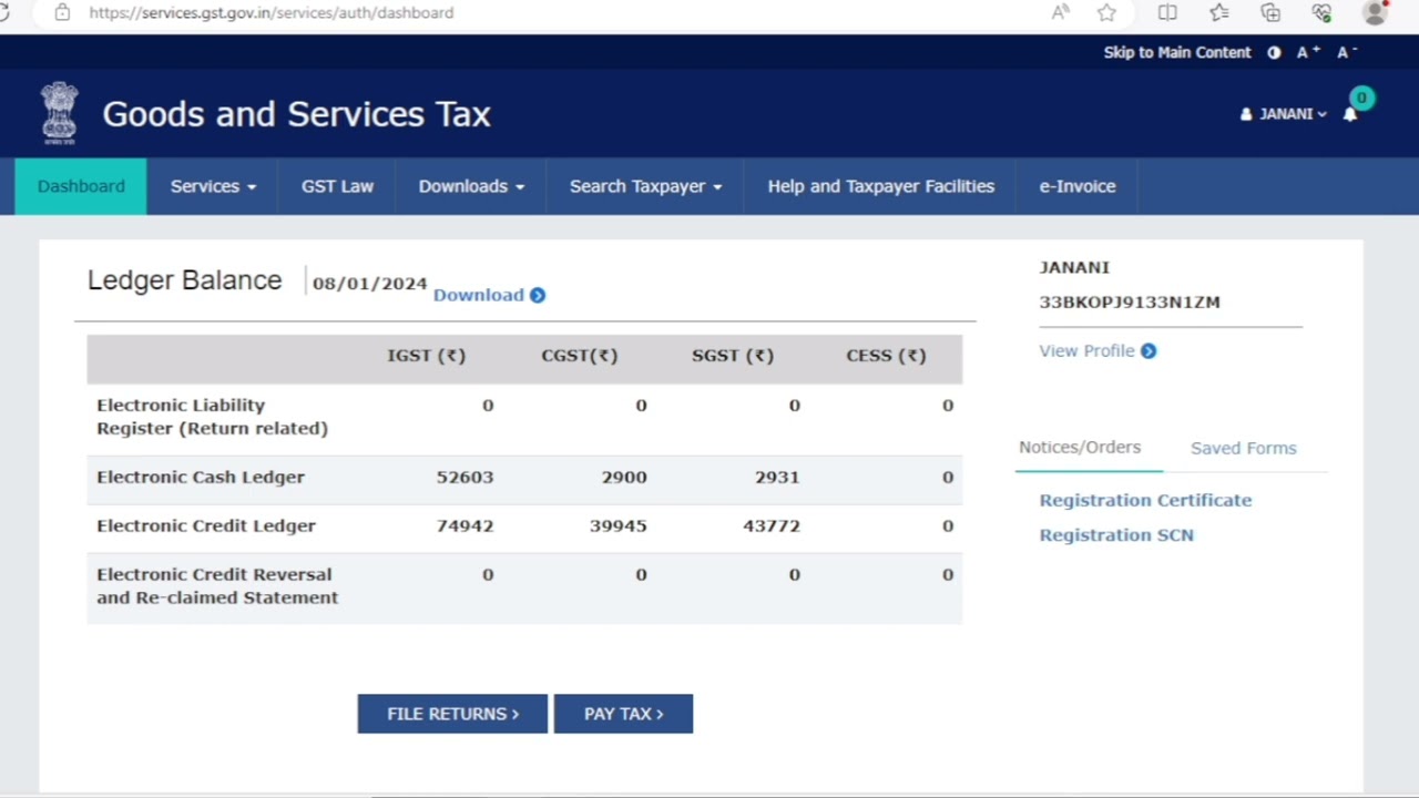 GST CASH LEDGER AMOUNT TRF B2B SAME PAN 