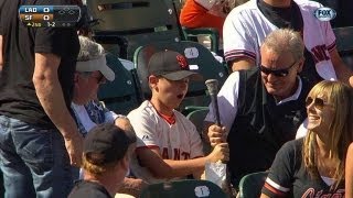 Fan catches Hanley's bat in the stands