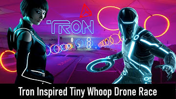 Tiny Whoop Drone Race inspired by TRON 🤖 💻 Massive LED Course!