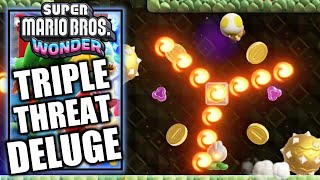 Super Mario Bros Wonder - Shining Falls Special Triple Threat Deluge - 100% All Seeds Flowers & Flag