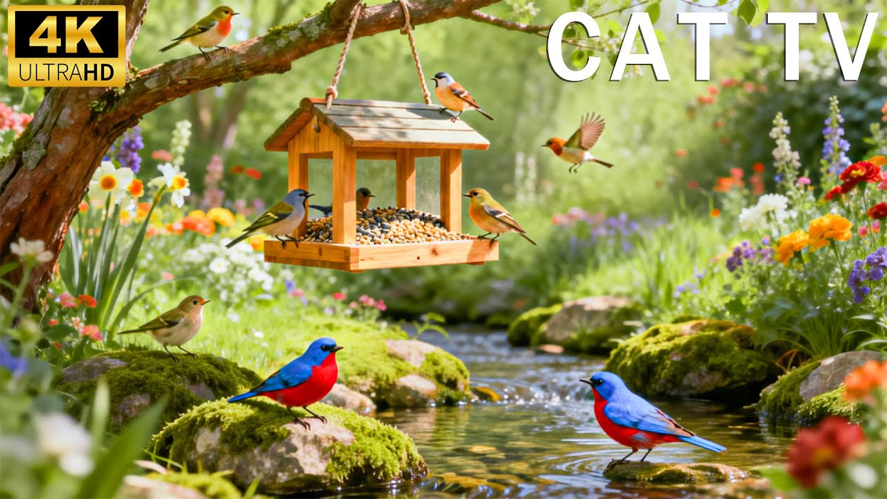 Cat TV for Indoor Cats : Real Birds in the Garden | Relaxing Nature Video for Cats at Home Alone