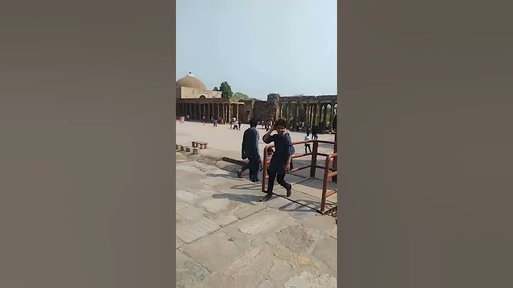 Sarah at Incredible Qutub Minar