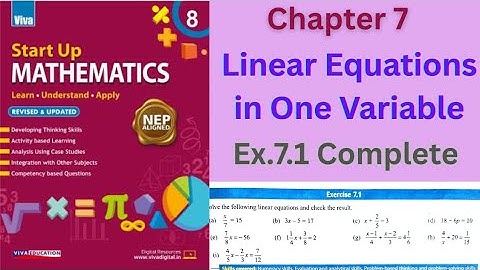 Class8 CH.7 Linear Equations in One Variable Ex.7.1 Complete #vivaeducation #class8maths