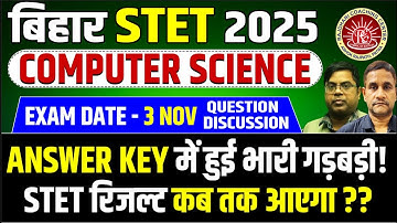 Bihar STET Answer key 2025 | Bihar STET Computer Science 3  Nov  Answer key 2025