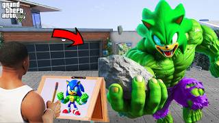 Franklin Uses Magical Painting To Make SCARY SONIC In Gta V ! GTA 5 new