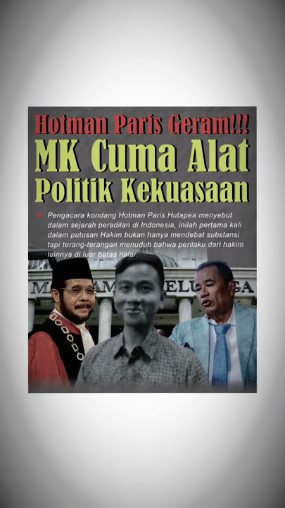 Hotman Paris Geram!!! MK Cuma Alat Politik Kekuasaan