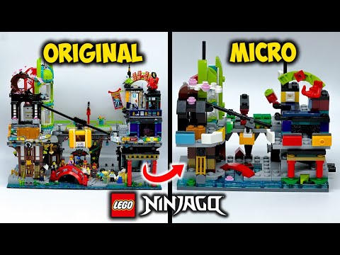 YouTube thumbnail: Micro Ninjago City Markets Review &amp; Comparison to FULL-SIZED Ninjago City Markets! Set 40706 &amp; 71799