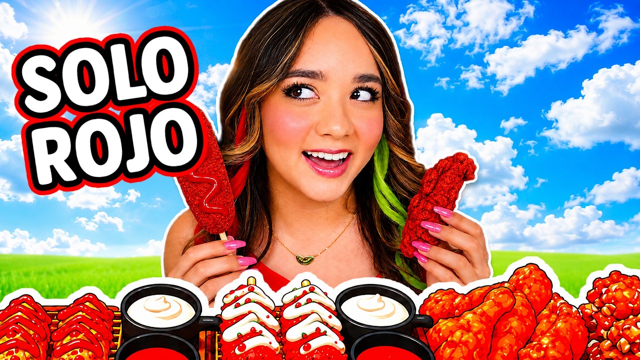 COMIENDO SOLO COMIDA DE COLOR ROJO en Simulador De Comer Extremo!