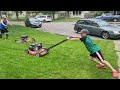 Sean Jay helping dad cut the grass! subscribe!