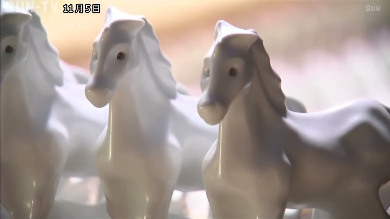 真っ白で透明感のある伝統の「出石焼」 来年の干支「午の置物」作りが