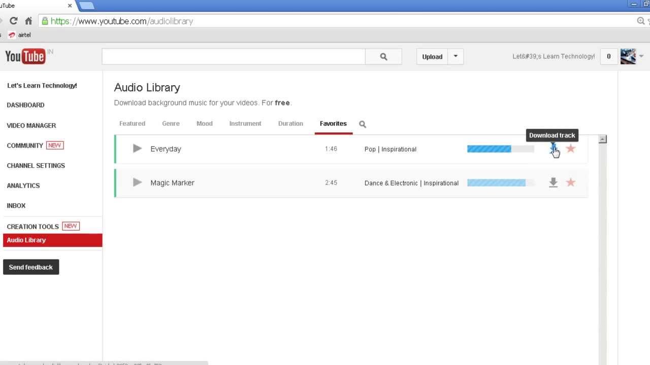 Youtube Creation Tools Audio Library Free Audio Download YouTube
