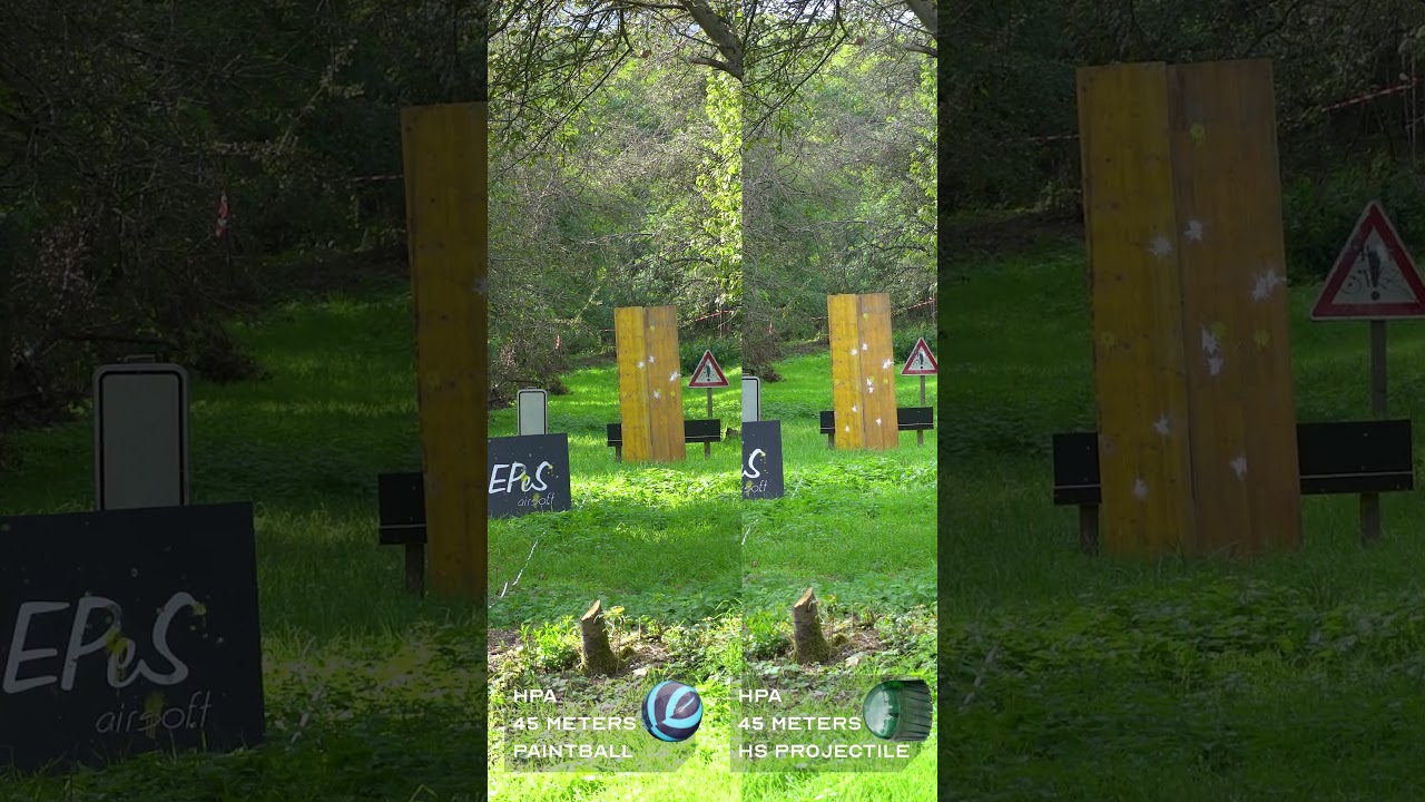 How does our PB40 with HPA shoot at 45m? The difference between paintball and HS projectiles!