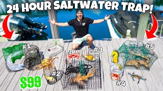24 HOUR FISH TRAP Catches TONS of FISH For SALTWATER POND!