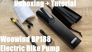 Tire Inflator Electric Bike Pump, Woowind BP188 Portable Air Pump for bike unboxing and instructions