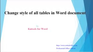 How To Change Style Of All Tables In Word?