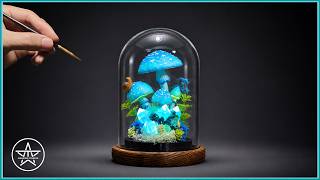 Making a Magical Blue Mushroom Glass Dome | AmazingTrungX DIY Epoxy Resin Diorama