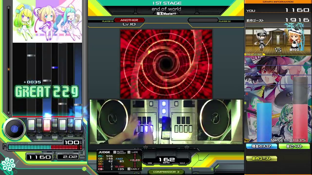 黑喵音樂様　3set beatmania IIDX】end of world / 猫叉Master+ - YouTube