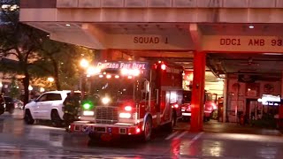 Chicago Fire Dept Squad 1, 1A , Engine 42 And Truck 3 Returning To Quarters 55 W Illinois St Chicago Fire Dept Squad 1, 1A , Engine 42 And Truck 3 Returning To Quarters 55 W Illinois St