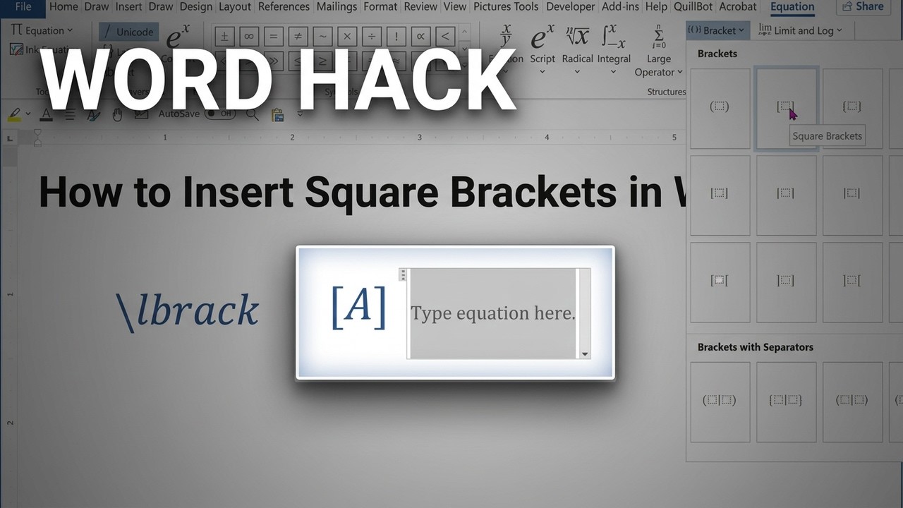 How to Insert Square Brackets in Word - YouTube