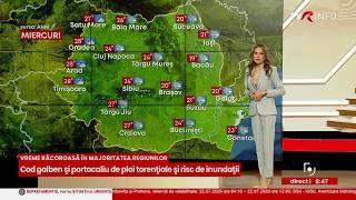 METEO. Cod galben și portocaliu de ploi torențiale și risc de inundații