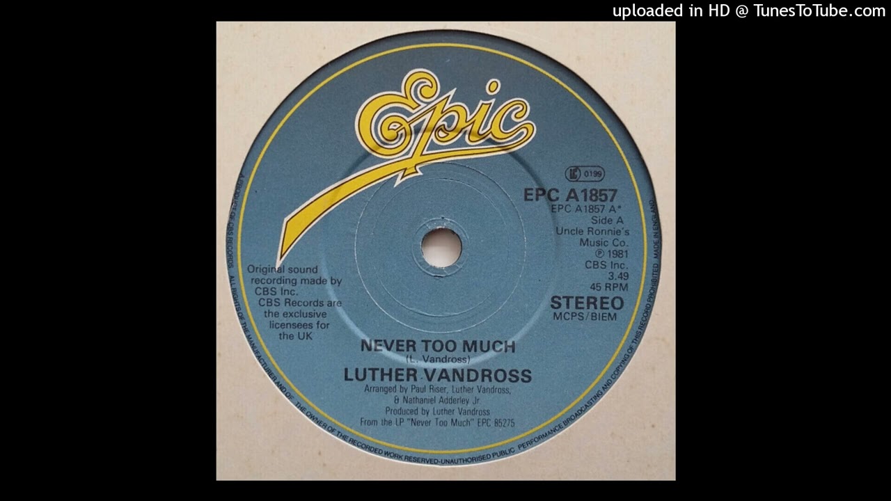 Luther Vandross - Never Too Much (7'') (Epic - 1981) - YouTube