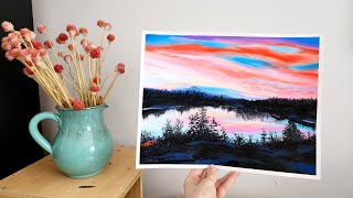 OIL PASTEL with Gesso? (Vibrant Sunset Sky Painting) by Syndia Art 2,343 views 1 year ago 8 minutes, 56 seconds