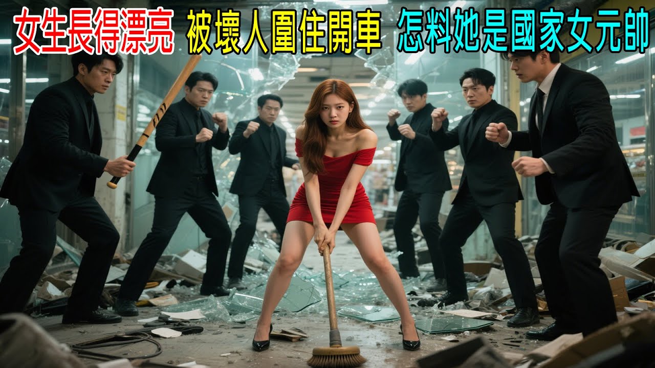 女士長得漂亮，被壞人圍住開車，怎料她是國家女元帥！這下壞人慘了！