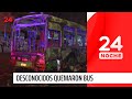 Desconocidos quemaron bus en Villa Francia: obligaron a bajar al chofer y pasajeros