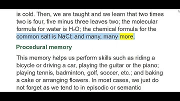 GRADE 11, UNIT 3, MEMORY