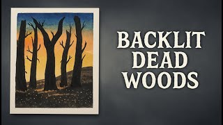 Creepy October Painting Backlit Dead Woods In Watercolor Ink