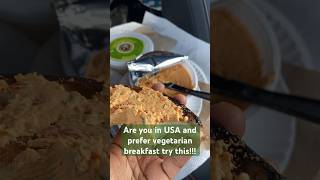 Einstein bros bagels best breakfasts for vegetarian with spicy chutney. #usa #einstien #bagels