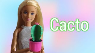 Como Fazer cacto para Barbie | como fazer plantas para casa da Barbie | Diy miniature Dollhouse