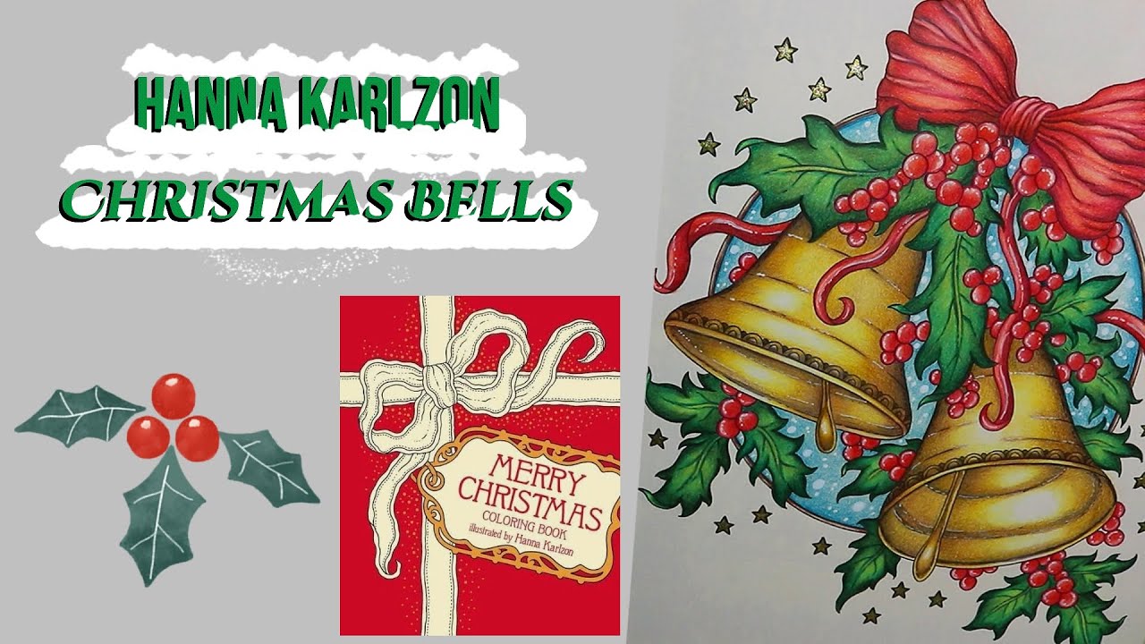 Coloring Golden Christmas Bells  -  Merry Christmas by Hanna Karlzon