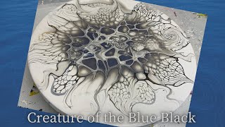 Celebrity #198 Creature of the Blue Black Floating Bloom | Acrylic Pour Painting | Fluid Painting Profile