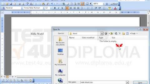Save the current document, using the file name test1.doc, in IL-ates\Word folder found on the...