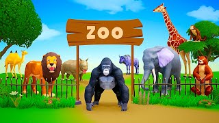 Wild Animals Zoo Diorama  Cunning Fox vs Wild Animals | Gorilla, Mammoth, Bear, Lion, Rhino, Tiger