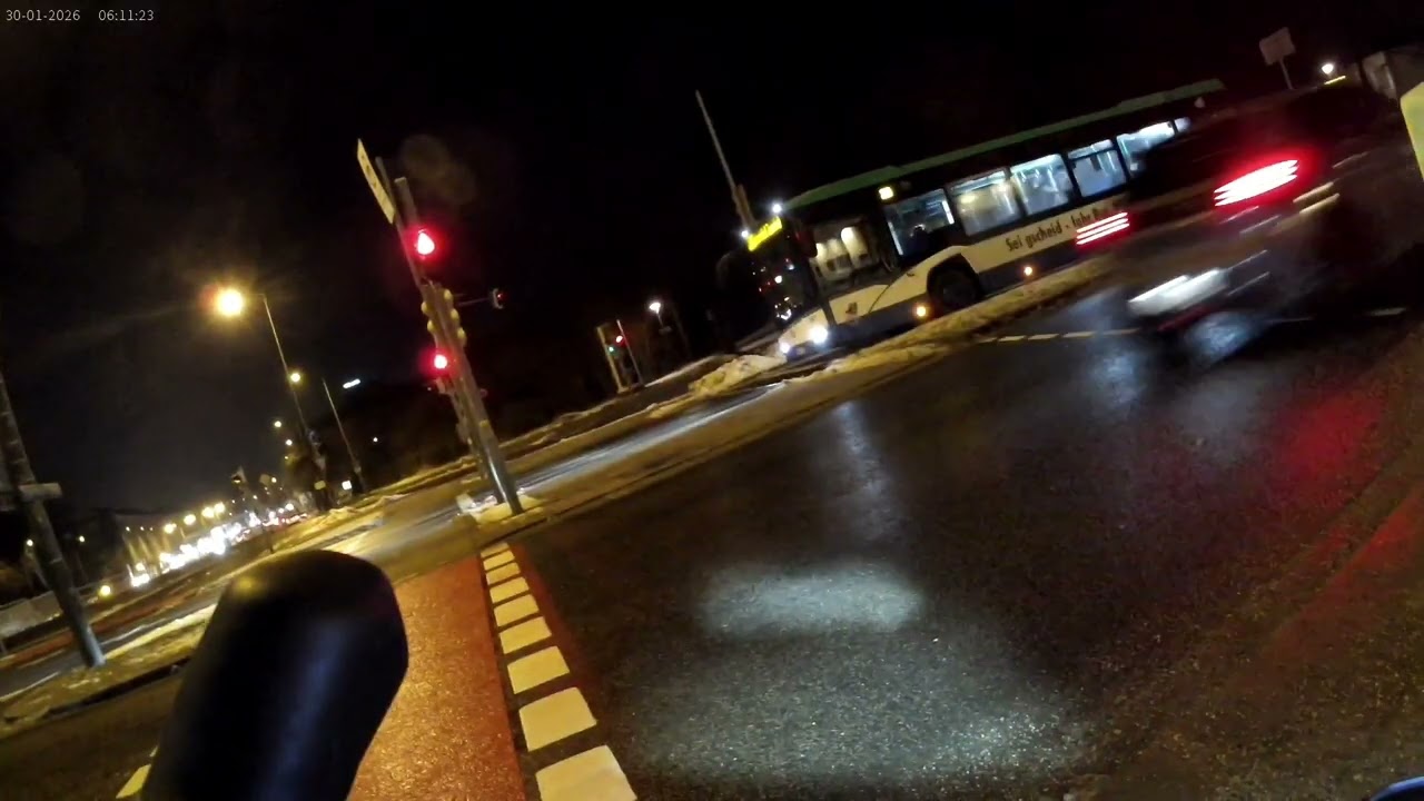 Wintry ride in the dark