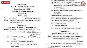 BCA 1ST SEM COMPUTER ORGANIZATION C 2024 | VBSPU