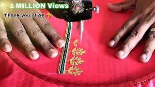 Tutorial blouse design Stating ! Zigzag Swing Machine Embroidery Work in blouse ! Afsana Embroidery screenshot 2